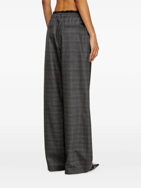 Diesel elastic-waist checked straight trousers - Black