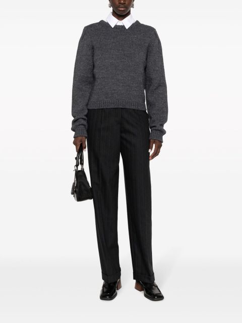 Miu Miu pinstripe herringbone wool trousers - Black