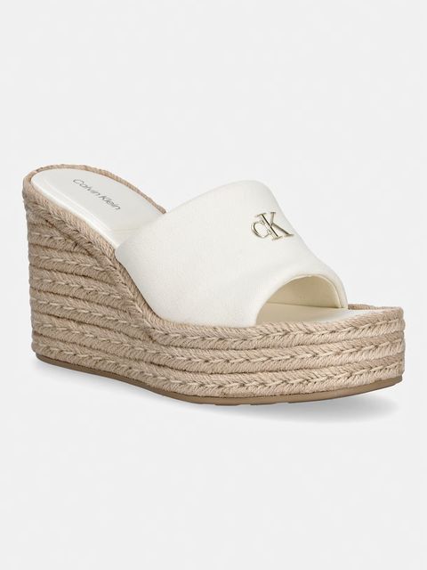 Calvin Klein klapki na koturnie damskie WEDGE ESPAD 70 CANVAS MG - zdjęcie produktu nr 1