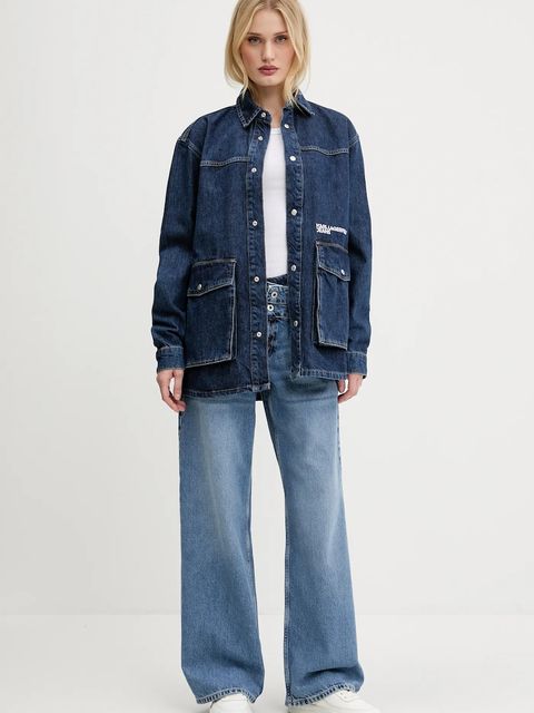 Karl Lagerfeld Jeans kurtka jeansowa kolor granatowy przejściowa A3W11004