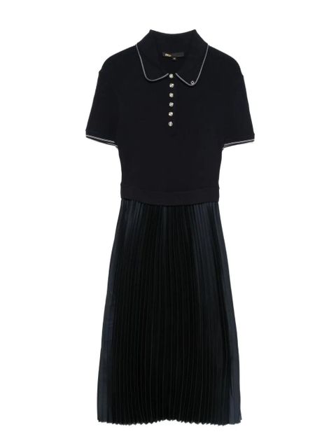 Maje polo-neck pleated dress - Blue - zdjęcie produktu nr 1