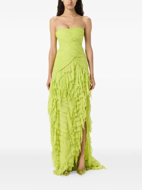 Blumarine ruched ruffled maxi dress - Green