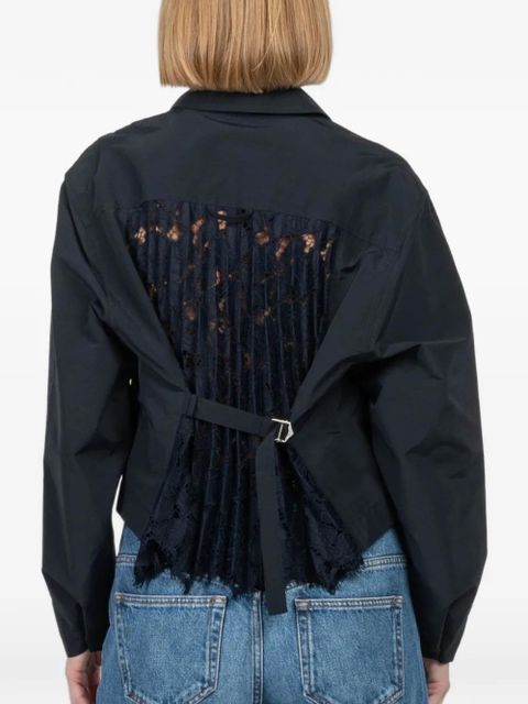 Simkhai Edison lace-panel zip-fastening shirt - Blue