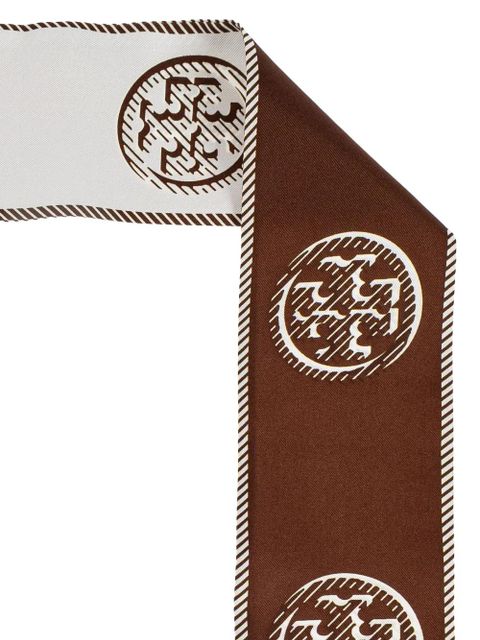 Tory Burch monogrammed silk scarf - Brown - zdjęcie produktu nr 2