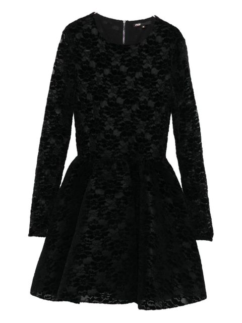 Maje lace-panel flared dress - Black