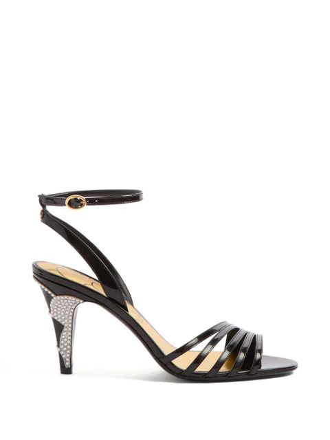 Valentino Garavani Ladycrush patent leather sandal with crystals 85mm - Black - zdjęcie produktu nr 1