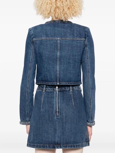 Self-Portrait braided-trim denim jacket - Blue