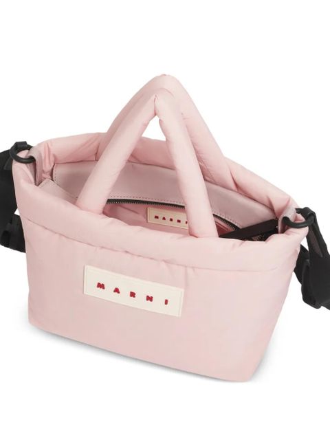Marni padded logo-patch tote bag - Pink