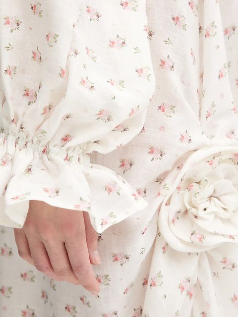 The Sleeper sukienka lniana kolor biały maxi rozkloszowana ATDR01F015R