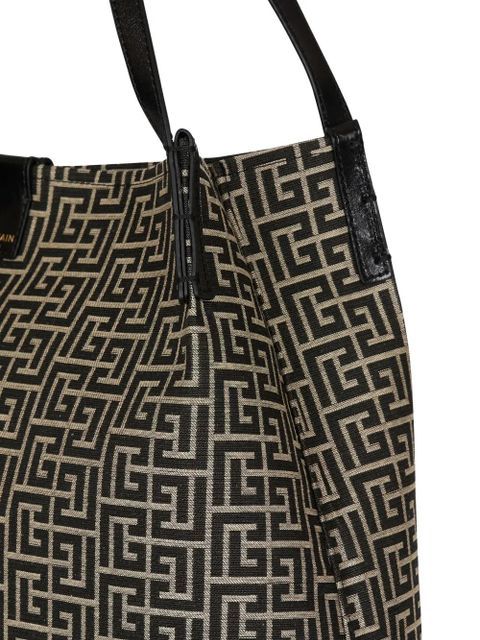 Balmain medium Release monogram jacquard tote bag - Black