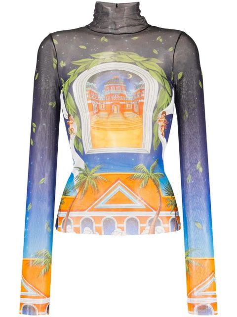 Casablanca Avenida sheer long-sleeve T-shirt - Yellow - zdjęcie produktu nr 1