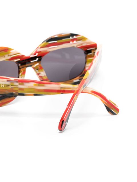 Marni Eyewear Spacey Stripey oval-frame sunglasses - Red