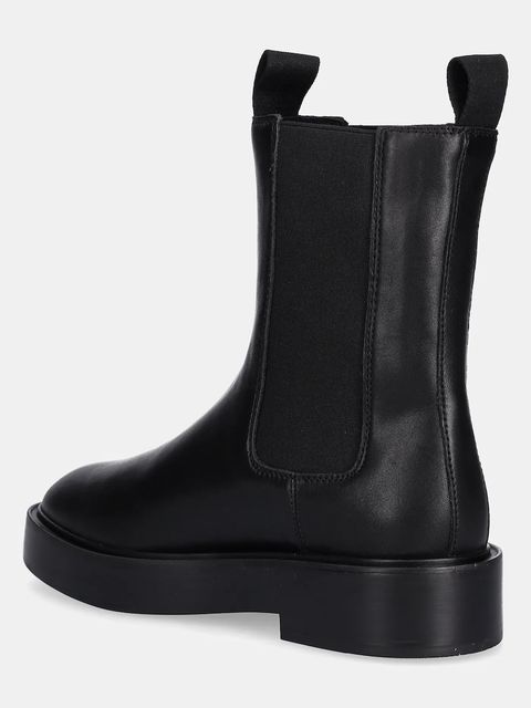 Calvin Klein sztyblety skórzane CONVATE WELT CHELSEA LTH damskie kolor czarny na płaskim obcasie YW0YW01905