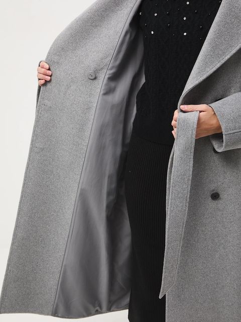 Medicine płaszcz wełniany damski kolor szary - zdjęcie produktu nr 2