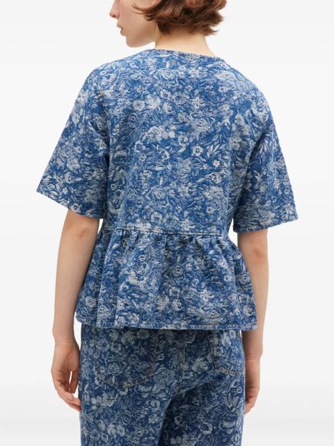 GANNI bow-detailed peplum blouse - Blue