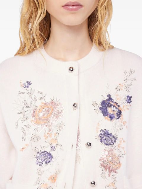 Rabanne floral-embroidered cardigan - Brown