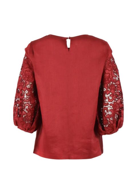 Max Mara MstOrdine lace-sleeve top - Red - zdjęcie produktu nr 2