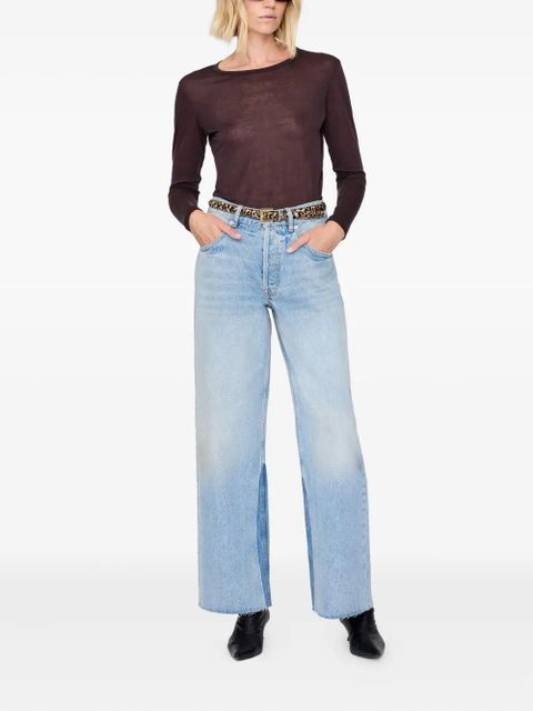 ANINE BING leopard-print square-buckle belt - Brown