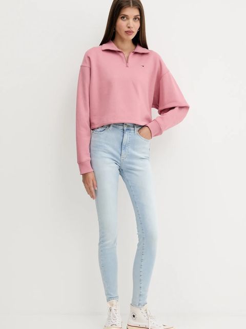 Tommy Jeans bluza damska kolor różowy gładka DW0DW20946 - zdjęcie produktu nr 2