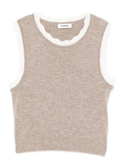 SANDRO scalloped-trim sleeveless top - Neutrals - zdjęcie produktu nr 1