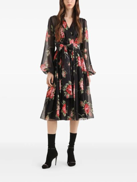 Dolce & Gabbana floral midi dress - Black