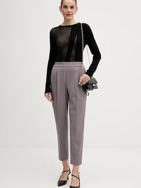 Sisley spodnie damskie kolor szary fason chinos high waist 41YPLF043 - zdjęcie produktu nr 2