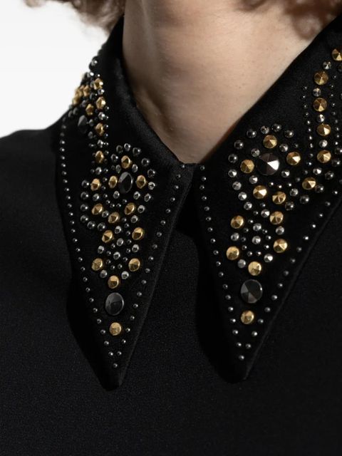 Versace embellished-collar short-sleeve blouse - Black