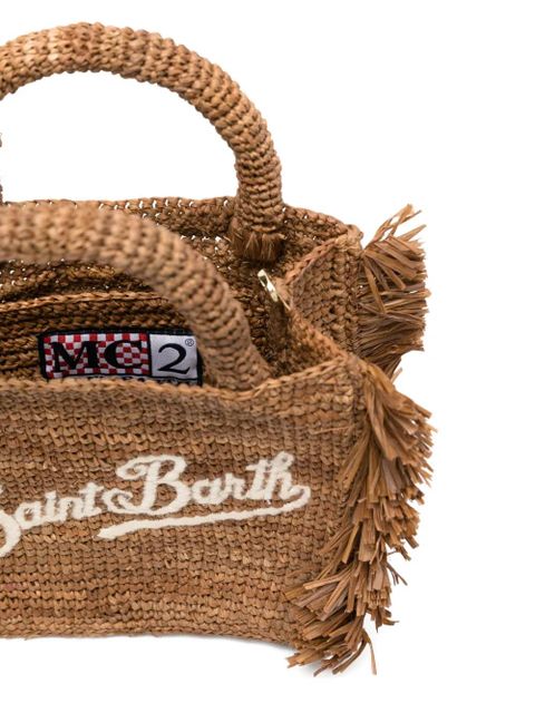 MC2 Saint Barth mini fringed raffia tote bag - Brown