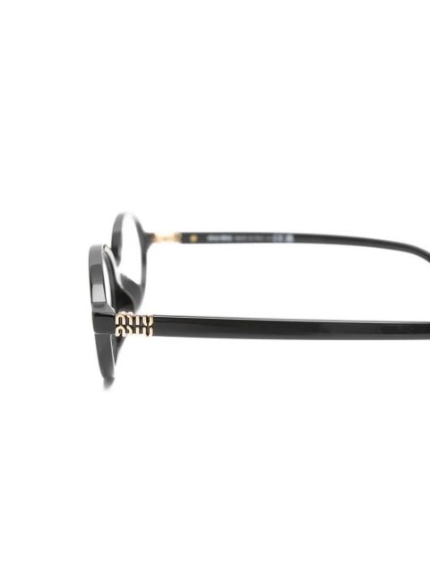 Miu Miu Eyewear logo-plaque oval-frame glasses - Black