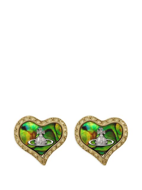Vivienne Westwood Petra heart crystal-embellished stud earrings - Gold - zdjęcie produktu nr 1