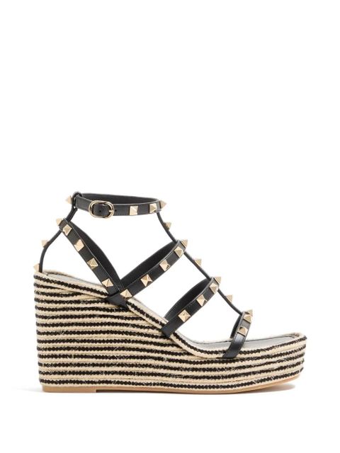 Valentino Garavani Rockstud striped espadrilles - Black - zdjęcie produktu nr 1
