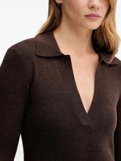 MC2 Saint Barth V-neck ribbed midi dress - Brown