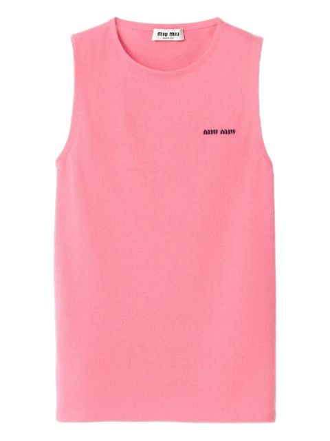 Miu Miu cashmere and silk crew-neck knit top - Pink - zdjęcie produktu nr 1