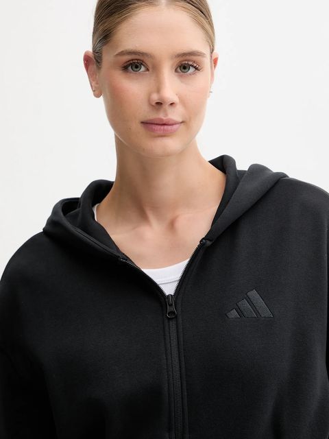 adidas bluza bawełniana All SZN damska kolor czarny z kapturem z aplikacją JJ1251