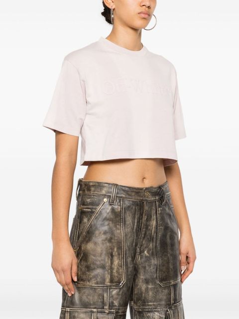 Off-White rubberised-logo cropped T-shirt - Pink - zdjęcie produktu nr 2