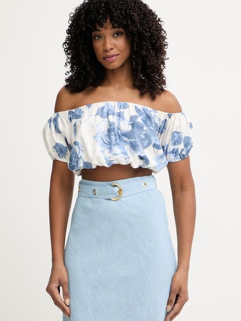 Guess bluzka damska z lnem RYAN - zdjęcie produktu nr 1