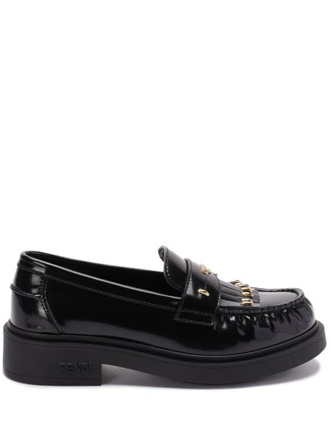 FENDI logo-plaque leather loafers - Black - zdjęcie produktu nr 1