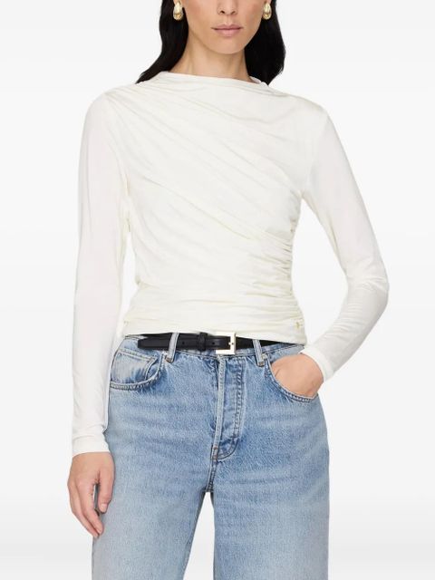 ANINE BING Bray draped long-sleeve top - White