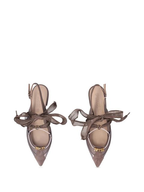 PINKO point-toe ribbon-detail ballet flats - Brown