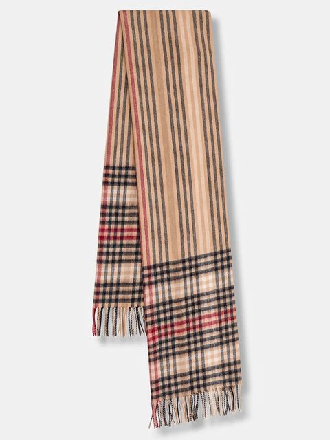 Barbour szalik wełniany kolor brązowy wzorzysty LSC0482 - zdjęcie produktu nr 1