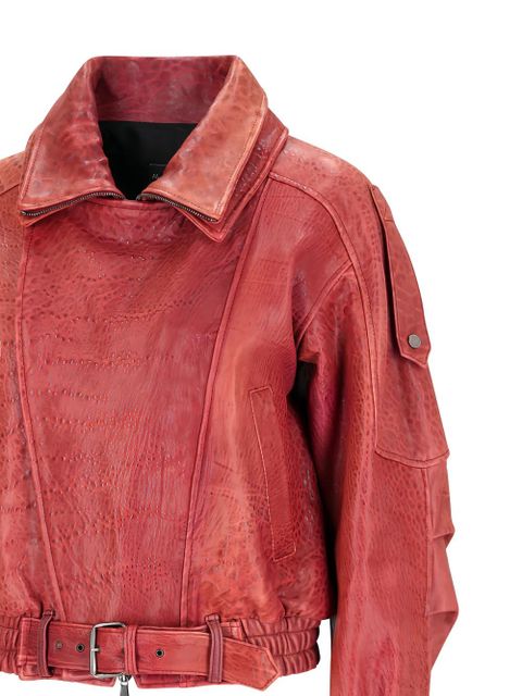 Alessandra Rich belted leather jacket - Red