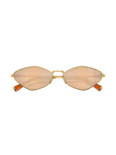 Miu Miu Eyewear logo-lettering geometric-frame sunglasses - Gold