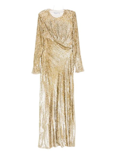 Self-Portrait long-sleeved maxi dress - Gold - zdjęcie produktu nr 1