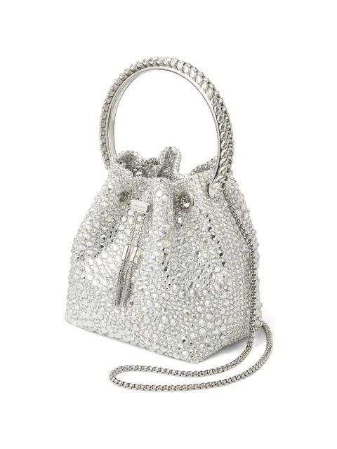 Jimmy Choo Bon Bon crystal-embellished circle-handle bucket bag - Silver