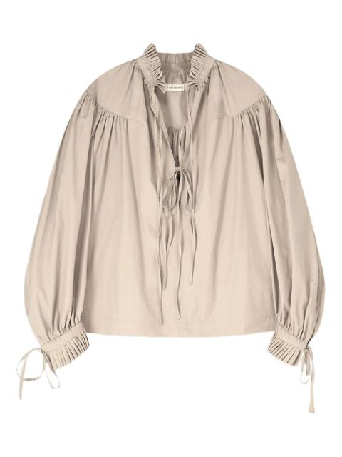 DRIES VAN NOTEN ruffled cotton blouse - Neutrals - zdjęcie produktu nr 1