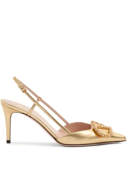 Valentino Garavani 80mm VLogo Signature slingback pumps - Gold - zdjęcie produktu nr 1