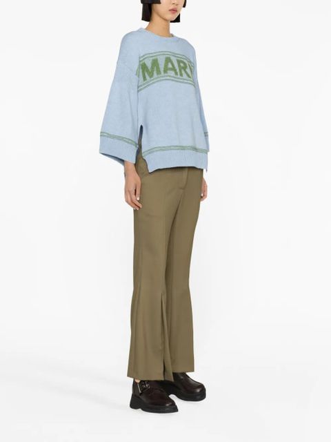 Marni intarsia-logo virgin-wool sweater - Blue