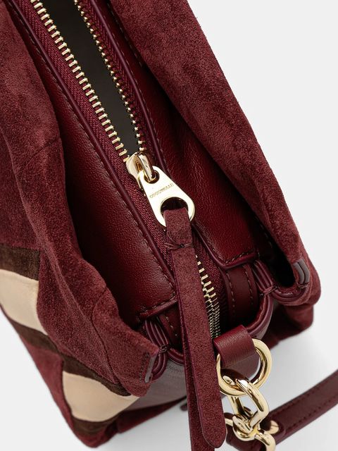 Coccinelle torebka zamszowa BOHEME NEW GEOMET.PATCH kolor bordowy E1.T66.58.01.01