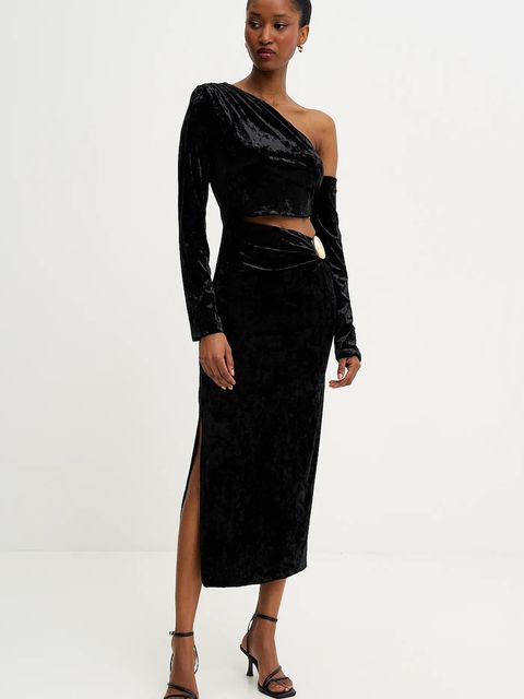 Answear.LAB sukienka kolor czarny midi dopasowana