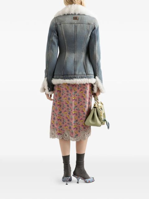 Dolce & Gabbana lace-detail floral-print midi dress - Pink